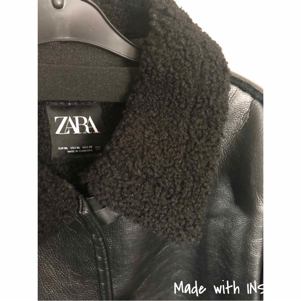 Zara Faux Leather Lined with Faux Shearling Jacket - Picture 16 of 16